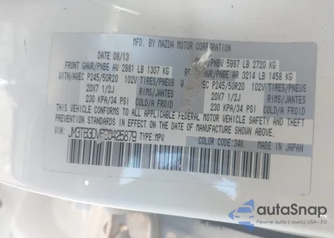 2014 Mazda Cx-9 Grand Touring из США, поврежденный, VIN JM3TB3DV6E0425879